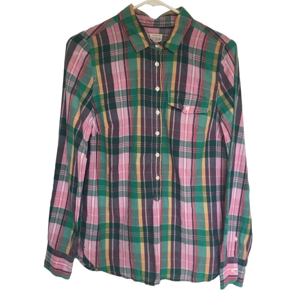 J. Crew plaid pullover blouse, small